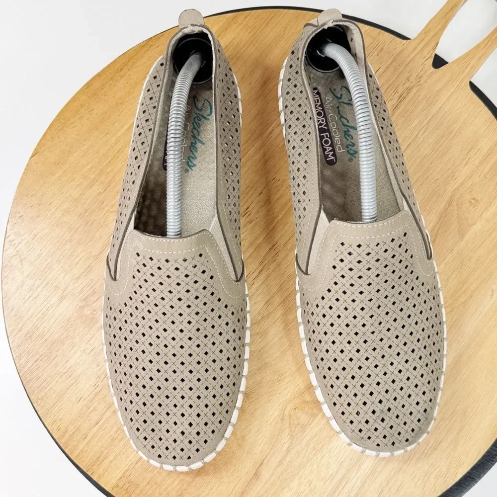 Skechers Sepulveda‎ Blvd Perforated Faux Suede Slip On Loafer Shoes Tan 11